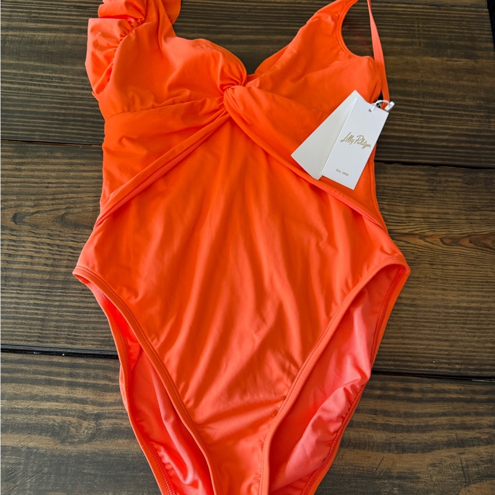Lilly Pulitzer Orange One Piece Swimsuit with Cut-Out Design